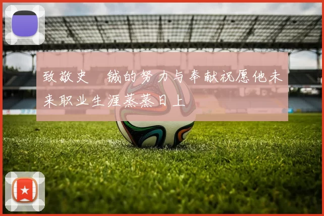 致敬史堉铖的努力与奉献祝愿他未来职业生涯蒸蒸日上